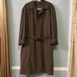 Vintage Men's Brown Trench Coat With Removable Wool Lining with Belt